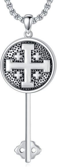 wholesale Sterling Silver Jerusalem Cross Photo Locket Key Jewelry Gift-Customized Photo + Engraving-Customized Photos-Locket Only-Customized Engraving