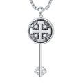 wholesale 925 Sterling Silver Jerusalem Cross Pendant Necklace with Textable Backplate for Women Men Gifts-0-0