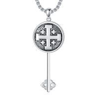 wholesale 925 Sterling Silver Jerusalem Cross Pendant Necklace with Textable Backplate for Women Men Gifts-Customized Photo + Engraving-Customized Photos-Locket Only-Customized Engraving