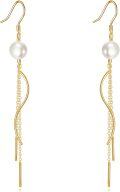 wholesale Gold Solid 14K Freshwater Pearl Threader Tassel Drop Earrings-0-0