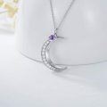 TOUPOP Sterling Silver Amethyst Moon Necklace-0-3
