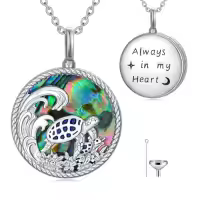 TOUPOP Sterling Silver Abalone Shell Urn Necklace For Ashes Memorial Jewelry-style_name:11-Sea Turtle
