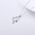wholesale 14K Gold Double Heart with Cubic Zirconia Pendants Necklaces for Women s-0-4
