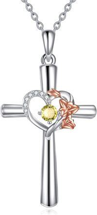 wholesale 925 Sterling Silver Birthstone Flower Necklace Christian Valentine s Birthday Gifts for Women ( )-Aug