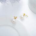 wholesale 14K Gold Freshwater Pearl Butterfly Infinity Stud Earrings for Women Gifts-0-3