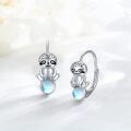 wholesale 925 Sterling Silver Cute Sloth Moonstone Hoop Earrings Gift for Women Girls-0-2