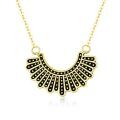 wholesale 925 Sterling Silver Gold Plated Black Enamel Fan Pendant Necklace For Women-0-0