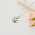 wholesale 925 Sterling Silver Bee Moonstone Pendant Necklace with Gold Accents and Floral Design-0-2