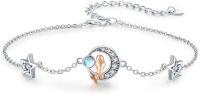 wholesale 925 Sterling Silver Moonstone Starfish Mermaid Charm Bracelet/Anklet Gift for Women-Mermaid