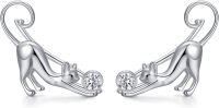 wholesale 925 Sterling Silver Hypoallergenic Cat Shaped Stud Earrings for Women Girls Gifts-Cat with CZ