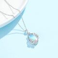 wholesale 925 Sterling Silver Blue Moonstone Flower Drop Pendant Necklace for Women Girls-0-3