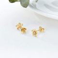wholesale 14K Yellow Gold Moissanite Diamond Flower Stud Earrings for Women Push Backs Gift for Mom Wife Friend-0-2