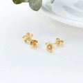 wholesale 14K Yellow Gold Moissanite Diamond Flower Stud Earrings for Women Push Backs Gift for Mom Wife Friend-0-2