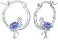 wholesale 925 Sterling Silver Flamingo Opal Stone Huggies Earings for Women Girls-0-0