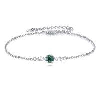 wholesale 925 Sterling Silver Green Moss Agate Infinity Link Bracelet for Women-Moss Agate Bracelet