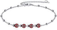 wholesale 925 Sterling Silver Ladybug Bracelet for Women Adjustable Chain s-ladybug bracelet