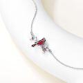 wholesale 925 Sterling Silver Red Cardinal Bird Charm Bracelet with Crystal Accents and Chain Links-0-3