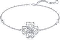 wholesale 925 Sterling Silver Heart Knot Lucky Charm Adjustable Bracelet for Women Girls Gifts 4-7 Length-Four Leaf Clover Celtic