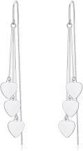 wholesale 925 Sterling Silver Threader Earrings with Heart Charms and Tiny Cubes Dangle Drop Chain s for Women-0-0