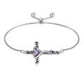 TOUPOP 925 Sterling Silver Birthstone Cross Heart Bracelet For Women-0-0
