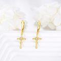 wholesale 14K Gold Diamond Rose Cross Dangle Earrings for Women Christian s-0-1