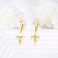 wholesale 14K Gold Heart and Diamond Cross Dangle Earrings for Women Christian s-0-1