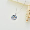 wholesale 925 Sterling Silver Round Abalone Shell Frog on Mushrooms Pendant Necklace for Women Girls Gifts-0-3