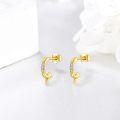 wholesale 14K Gold Moissanite Huggie Hoop Earrings (2 x 3 mm)-0-2