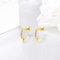wholesale 14K Gold Moissanite Huggie Hoop Earrings (2 x 3 mm)-0-2