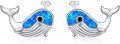 wholesale 925 Sterling Silver Blue Opal Whale Stud Earrings for Women - Hypoallergenic-0-0