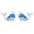 wholesale 925 Sterling Silver Blue Opal Whale Stud Earrings for Women - Hypoallergenic-0-0