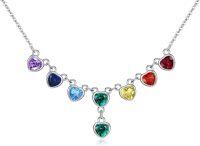 wholesale 925 Sterling Silver Heart-Shaped Rainbow Crystal Chakra Pendant Necklaces for Women - Adjustable Length (16-19 inches)-Heart Zircon