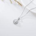 TOUPOP Sterling Silver Cubic Zirconia Circle Pendant Necklace-0-3