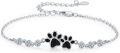 wholesale 925 Sterling Silver White Cubic Zirconia Paw Print Adjustable Bracelet for Dog & Cat Lovers, Hypoallergenic Pet Jewelry Gift for Women-0-0