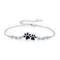 wholesale 925 Sterling Silver Pet Paw Charm Bracelet Wholesale With Clear Crystal Accents-0-0