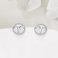wholesale 925 Sterling Silver White Opal Aries Zodiac Sign Stud Earrings 6mm Diameter-0-2