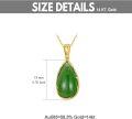 wholesale 14K Gold Green Jade Tear Drop Pendant Necklace - 16 Chain-0-4
