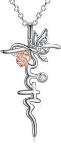 wholesale 925 Sterling Silver Butterfly Rose Heartbeat Cross Pendant Necklace for Women Gifts for Mom Wife-0-0