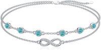 wholesale Sterling Silver Birthstone Women s Anklet Bracelets Infinity Butterfly Evil Eye Turtle Pineapple Starfish Heart-Infinity 12-Blue Topaz-Bracelet 7"-9"