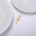 wholesale 14K Gold Crystal Starburst Cross Pendant Necklace for Women 28 Chain-0-3