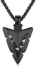 wholesale 925 Sterling Silver Black Paua Shell Arrowhead Pendant Necklace for Men & Women-0-0