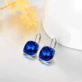 wholesale 925 Sterling Silver Blue Square Austrian Crystal Hypoallergenic Leverback Earrings for Women's Gifts-0-3