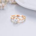 wholesale 14k Rose Gold Ring With Round Lab Diamond And Pave Band-0-4