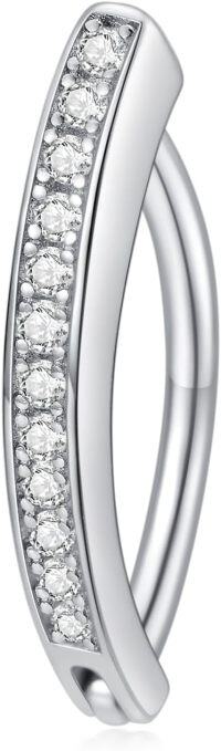 wholesale  925 Sterling Silver White Cubic Zirconia Belly Button Ring Hoop 14G 12mm Hypoallergenic Navel Jewelry Gift-Hoop