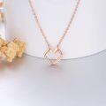 wholesale 14K Gold Diamond Hexagon Open Heart Bar Pendant Necklace-0-2