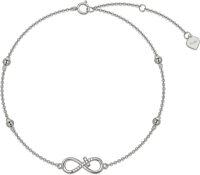 wholesale 14K Gold Infinity Ankle Anklet with Cubic Zirconia and Heart Charm for Women s-White Gold