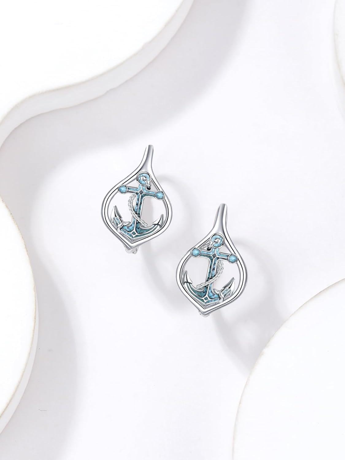 Sterling Silver Turquoise Sea Animal Dangle Earrings-0-5