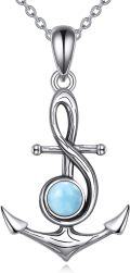wholesale 925 Sterling Silver Infinity Anchor with Blue Stone Pendant Necklace - Nautical  for Women and Girls-0-0