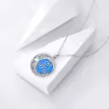 TOUPOP Sterling Silver Blue Opal Celtic Moon Triskele Pendant Necklace-0-3