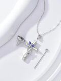wholesale Dragonfly Cross Urn Necklaces For Ashes Women White Gold Plated S925 Sterling Silver Funnel Filler Memorial Cremation Jewelry With Birthstone Sympathy Christmas Jewelry Gifts For Women Loss Of Loved One -0-2